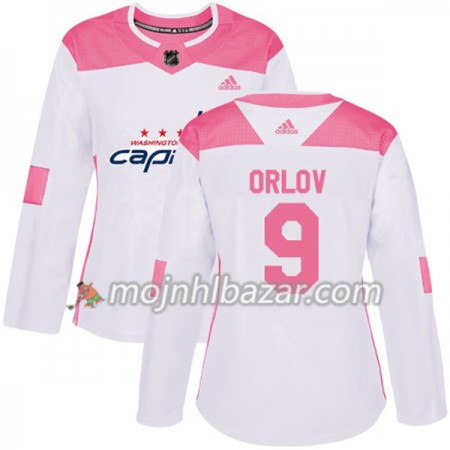 Dresovi Washington Capitals Dmitry Orlov 9 Adidas 2017-2018 Bijela Narančasta Fashion Authentic - Ženska Dresovi Washington Capitals Dmitry Orlov 9 Adidas 2017-2018 Bijela Narančasta Fashion Authentic - Ženska